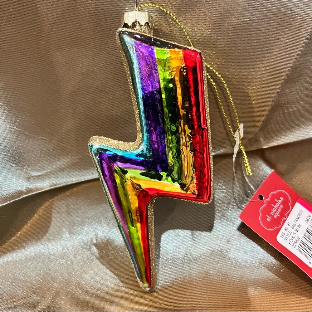 Rainbow Lightning Bolt Ornament Glass Blown
Pride Colors